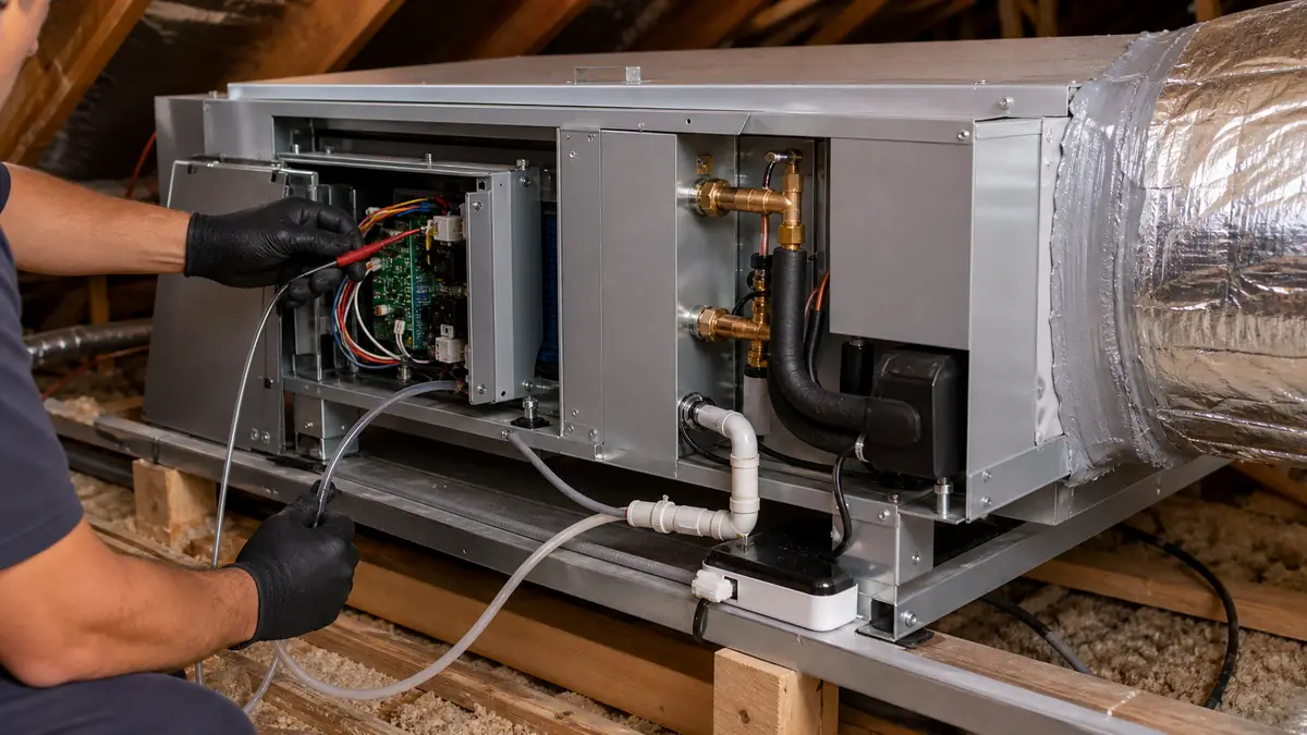 Mitsubishi MVZ multi-position ducted air handler in a Santa Clarita home