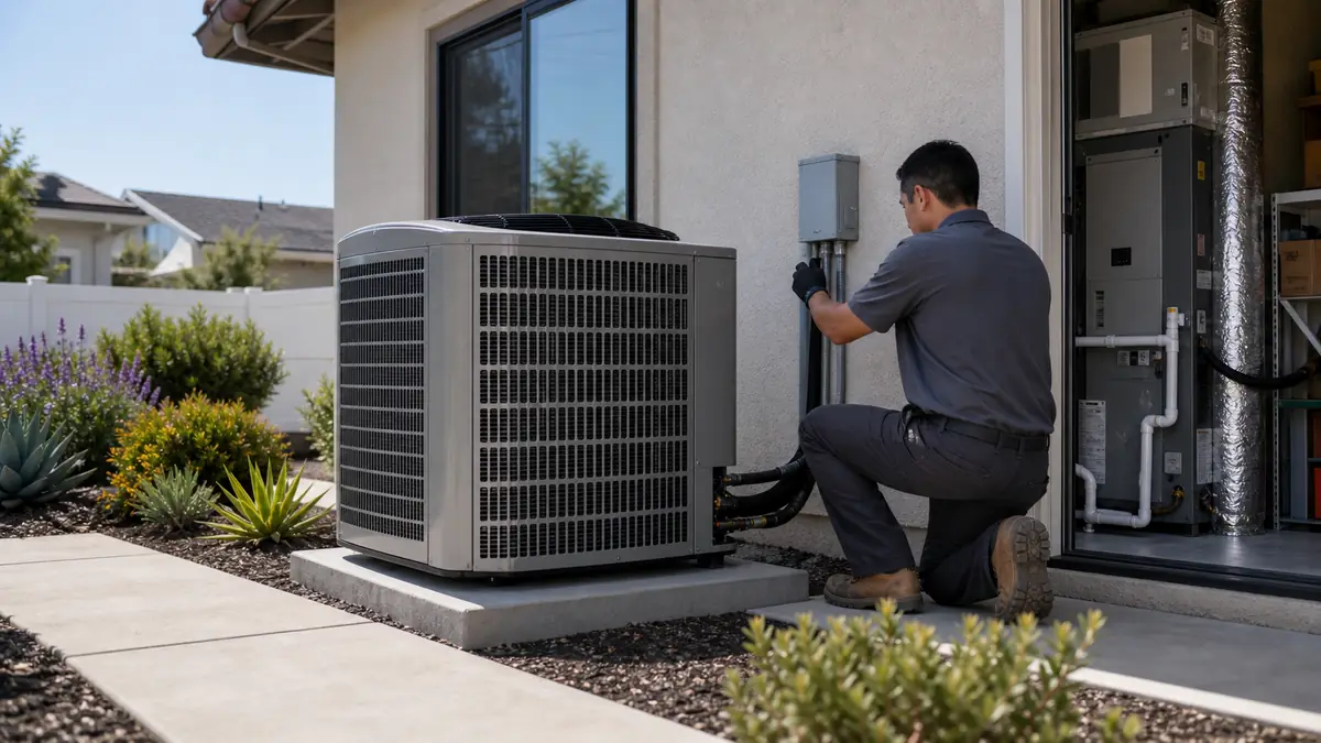 New Mitsubishi inverter heat pump installed during an electrification job in Santa Clarita